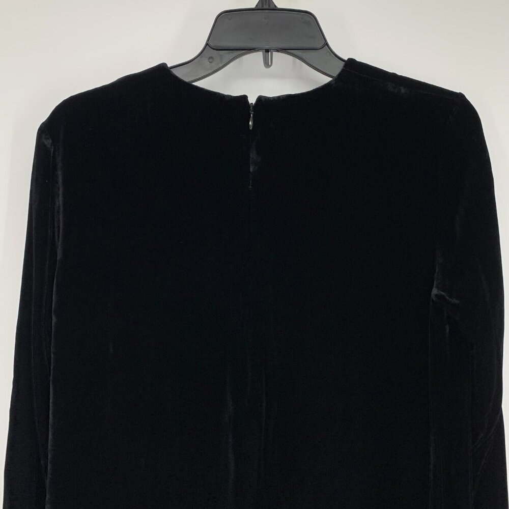 COS Dress Velvet Black Ruched Long Sleeve Rayon Silk Blend Shift - Picture 10 of 13